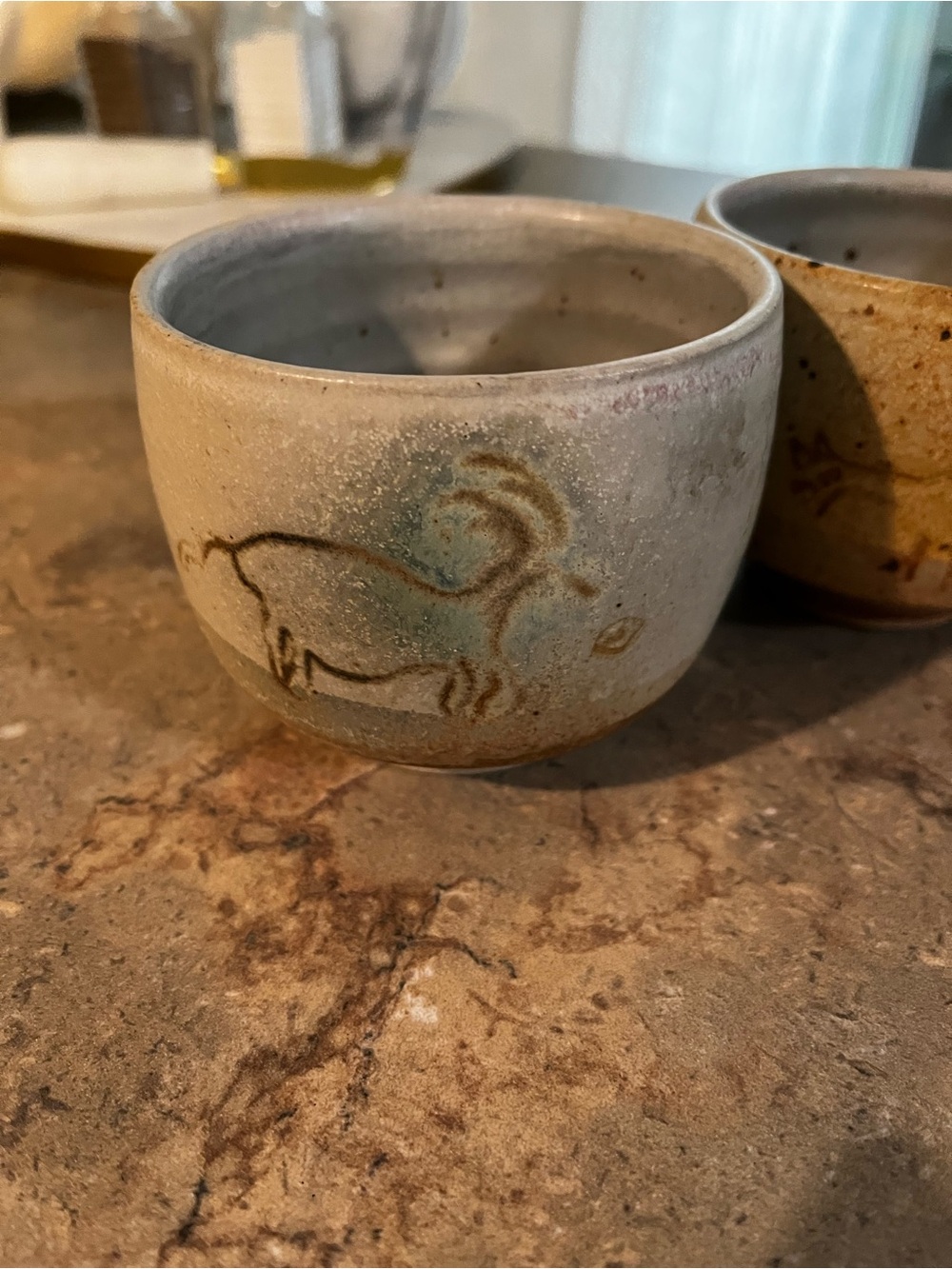 Vintage Japanese Pottery Tea Bowl Set of 4/Hand Painted Animals Choju-Gigi Style - Picture 9 of 9